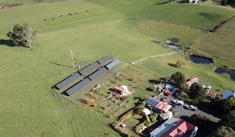 Ground-mount solar array powering a Bitcoin mining operation